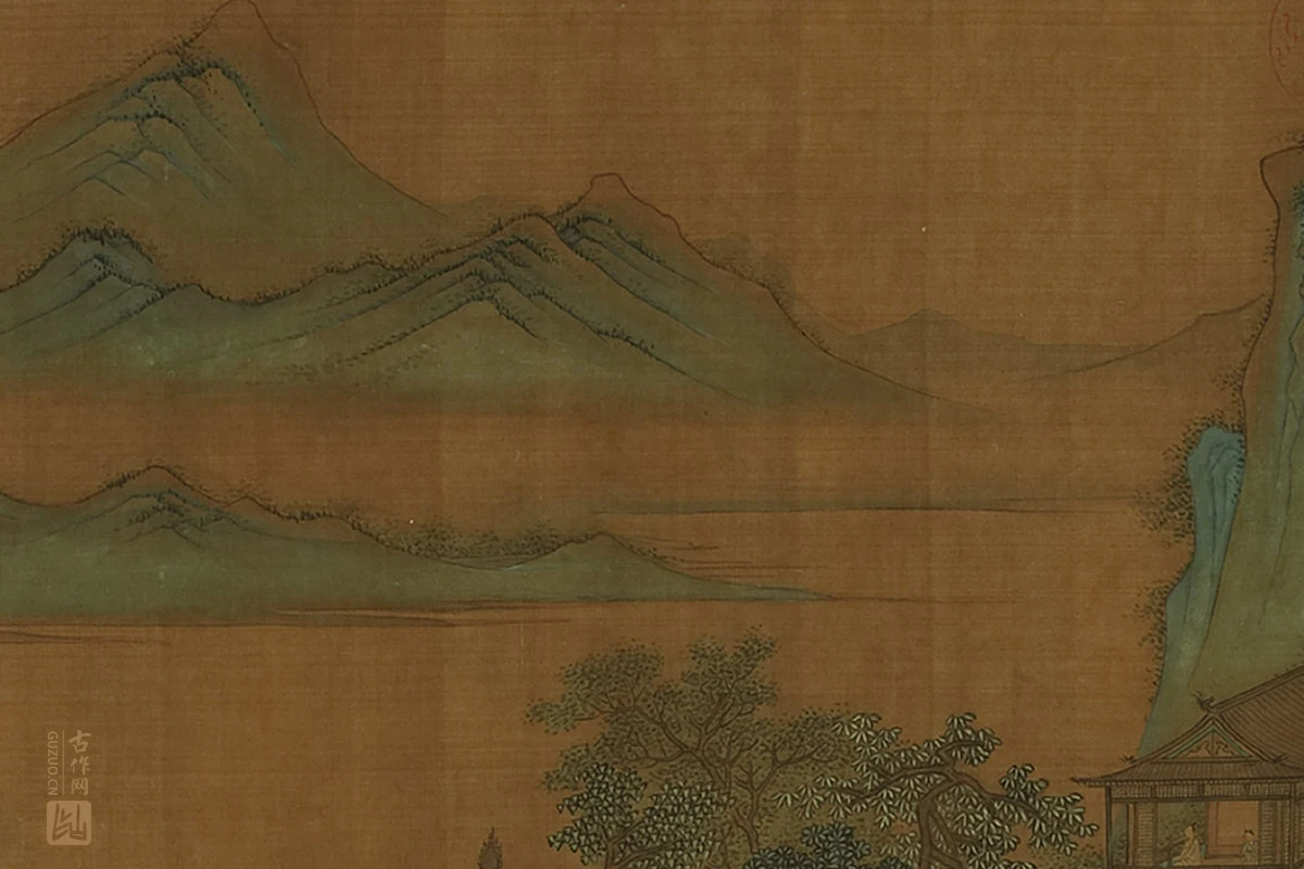 周昉·青绿山水楼阁画《金谷园图》局部 (2)