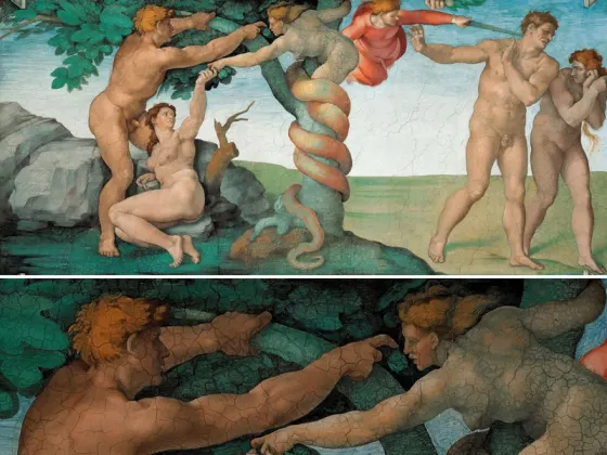 米开朗基罗壁画《逐出伊甸园》又名《诱惑与驱逐》