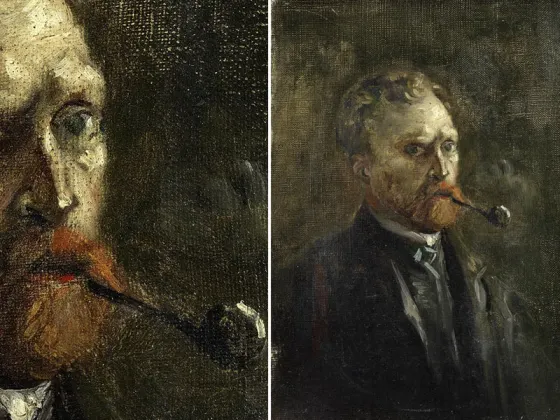 梵高1886年作品《叼着烟斗的自画像》