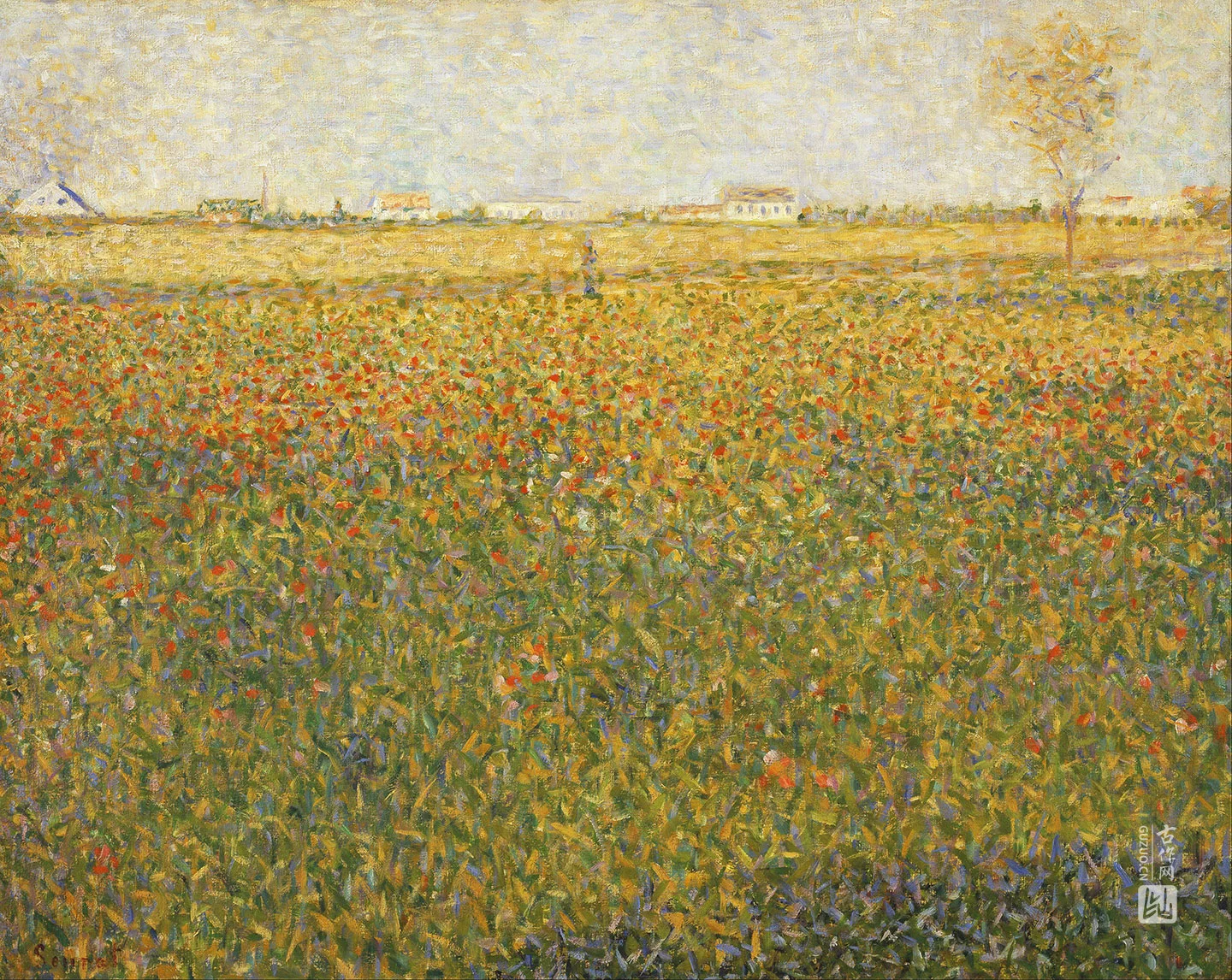 修拉点彩风景《Alfalfa, St. Denis》油画作品高清大图