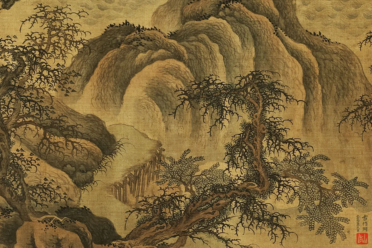 郭熙山水画《寒林蜀道卷》局部 (2)