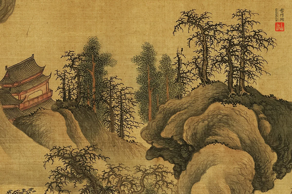 郭熙山水画《寒林蜀道卷》局部 (3)