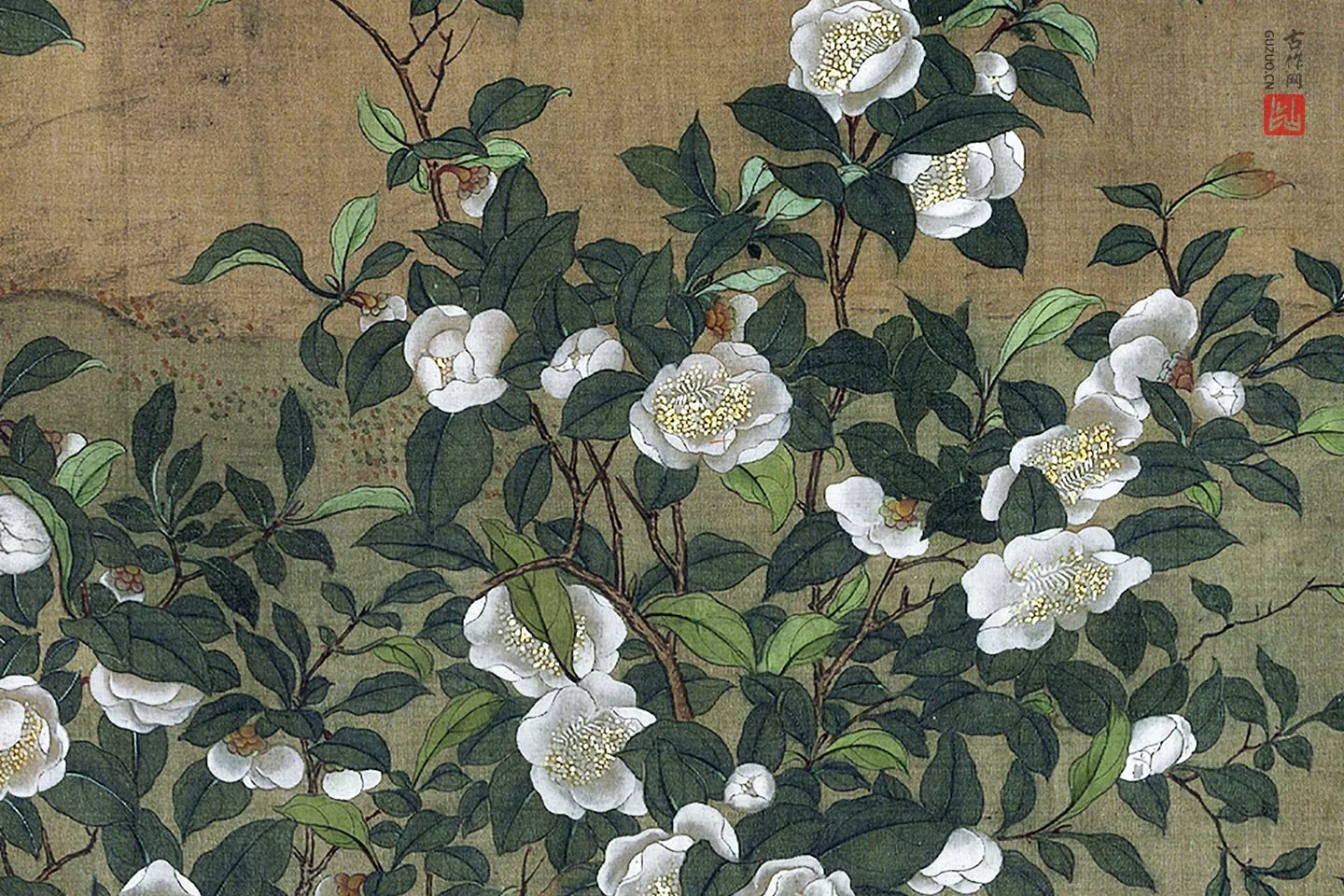 宋徽宗花鸟画《秋塘山鸟图》高清大图局部 (7)