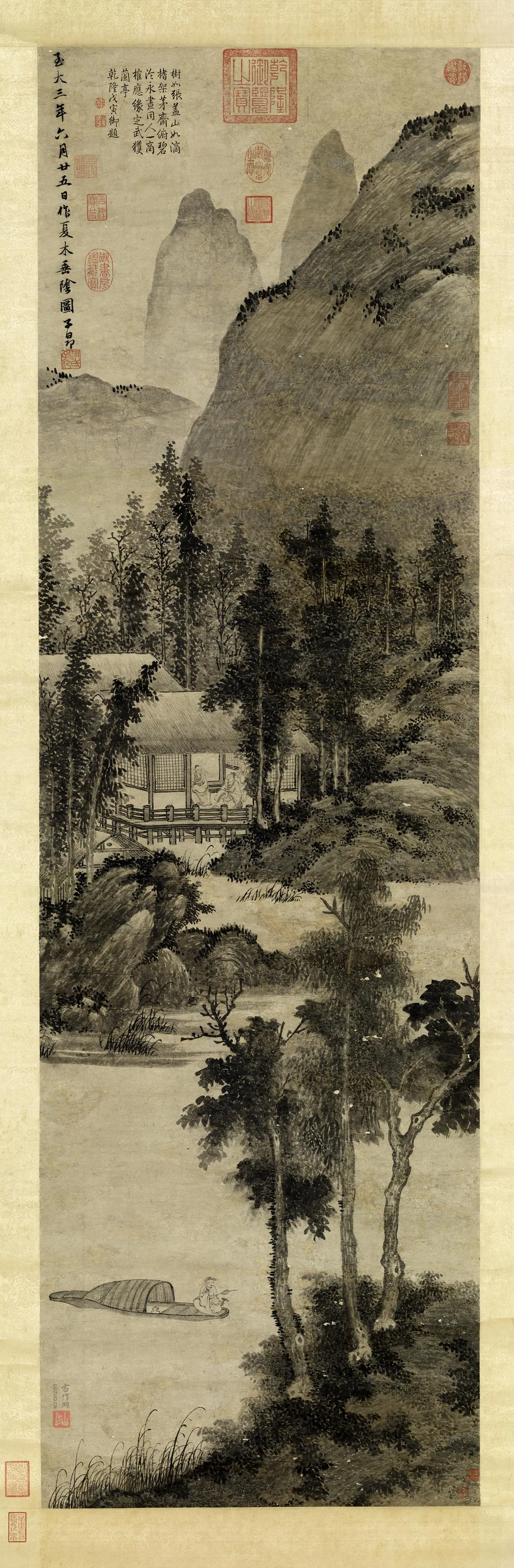 赵孟頫水墨山水画《夏木垂阴图》