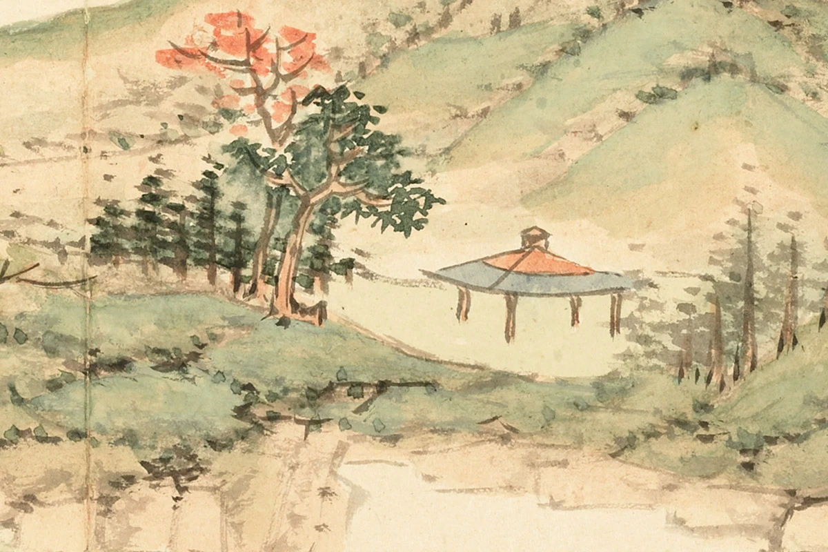 王学浩山水画《仿元人青绿山水》局部 (2)