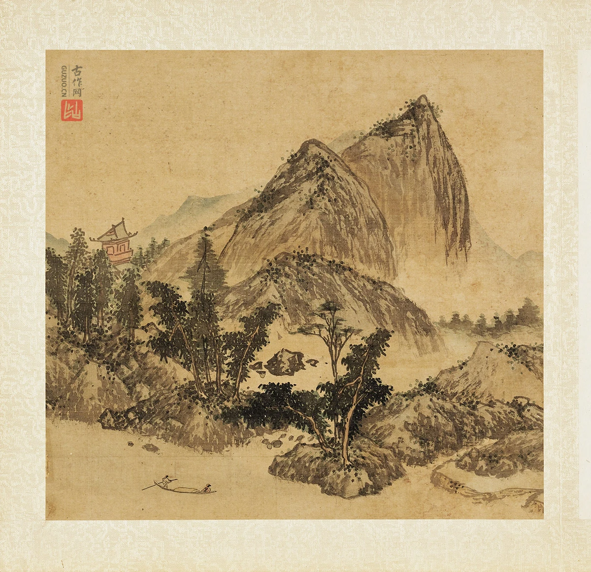 张雨森《扬橹看山》山水画