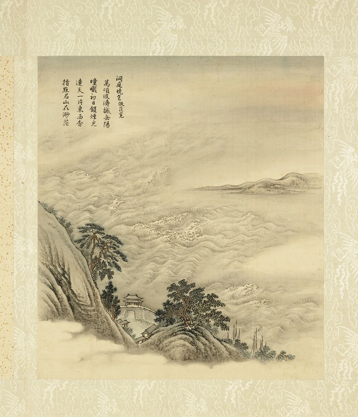 清·周鲲《仿范宽洞庭晓色》山水画