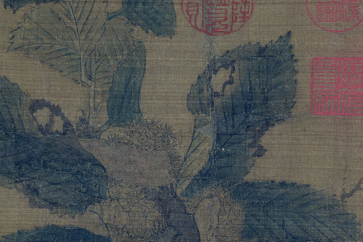 宋徽宗工笔画《栗蓬秋绽》局部 (2)