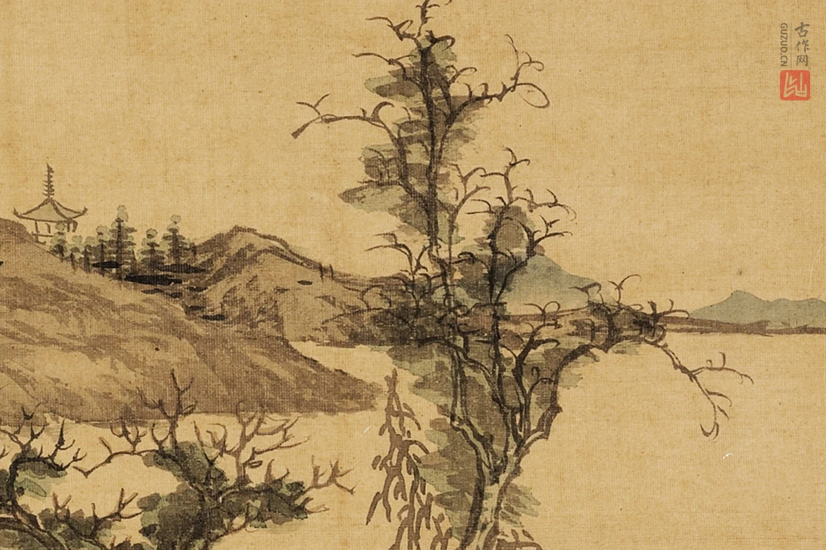 张雨森山水画《江波静思》局部 (3)