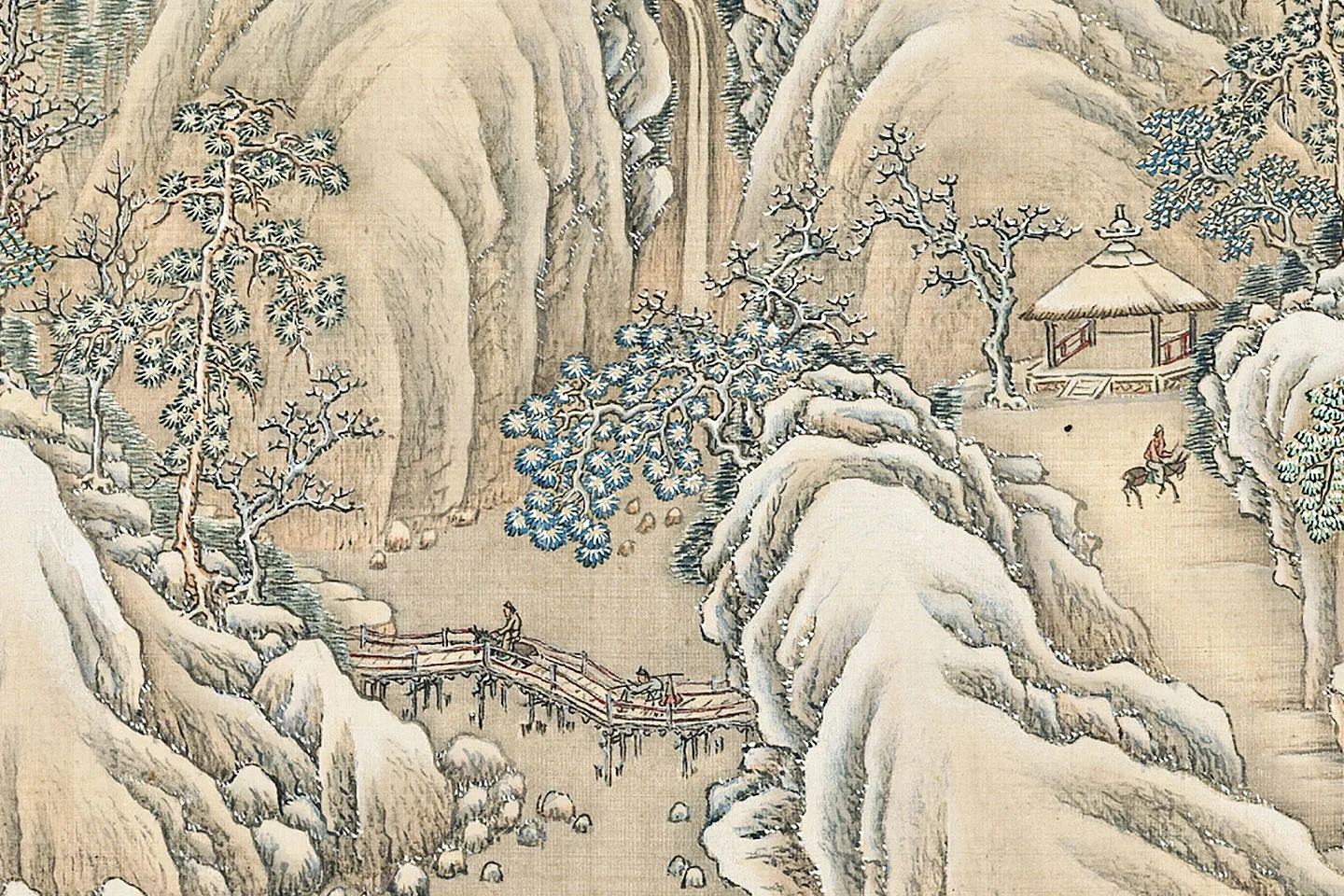 张雨森雪景山水画《雪霁山行卷》局部 (2)