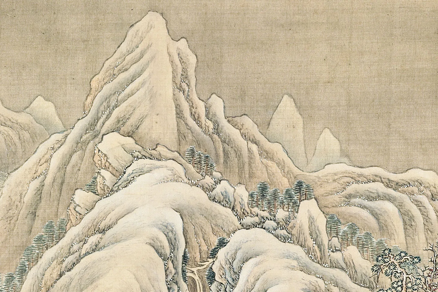 张雨森雪景山水画《雪霁山行卷》局部 (3)