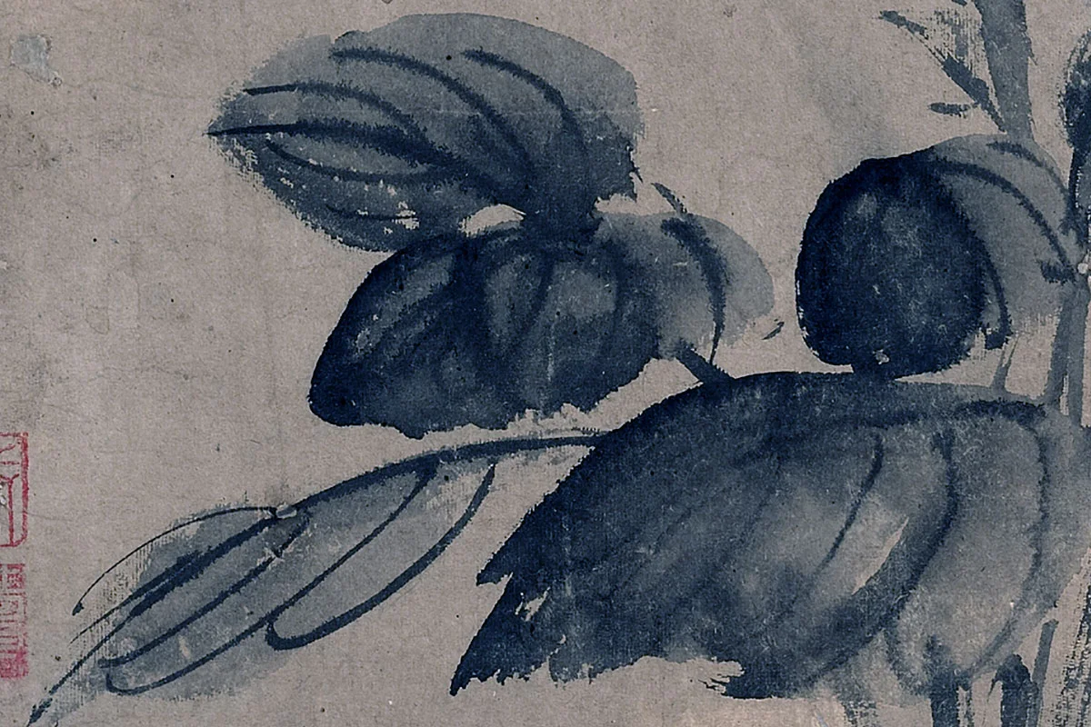 赵佶水墨画《宋徽宗水墨玉簪》局部 (1)