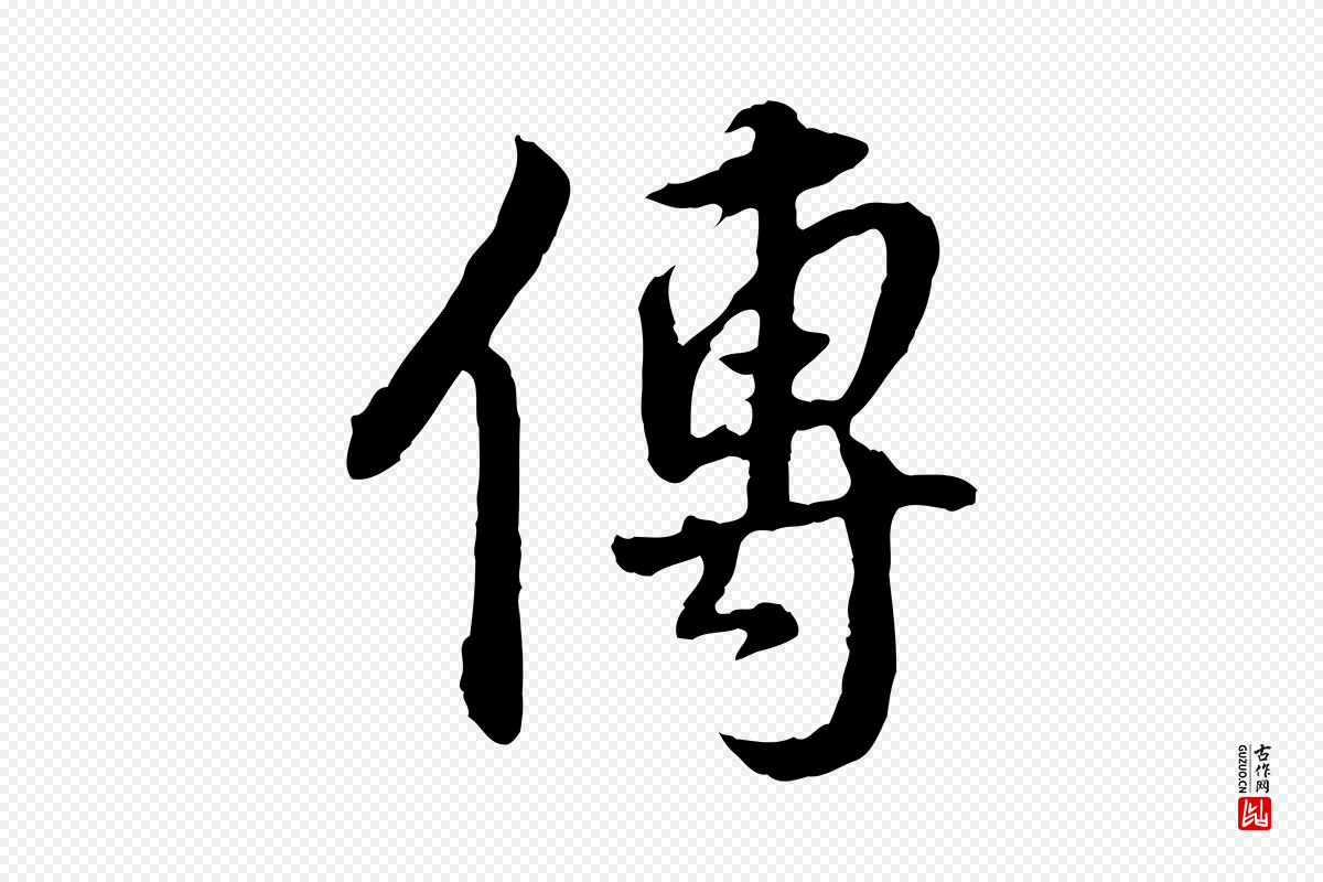 明代王世贞《跋道服赞》中的“傳(传)”字书法矢量图下载