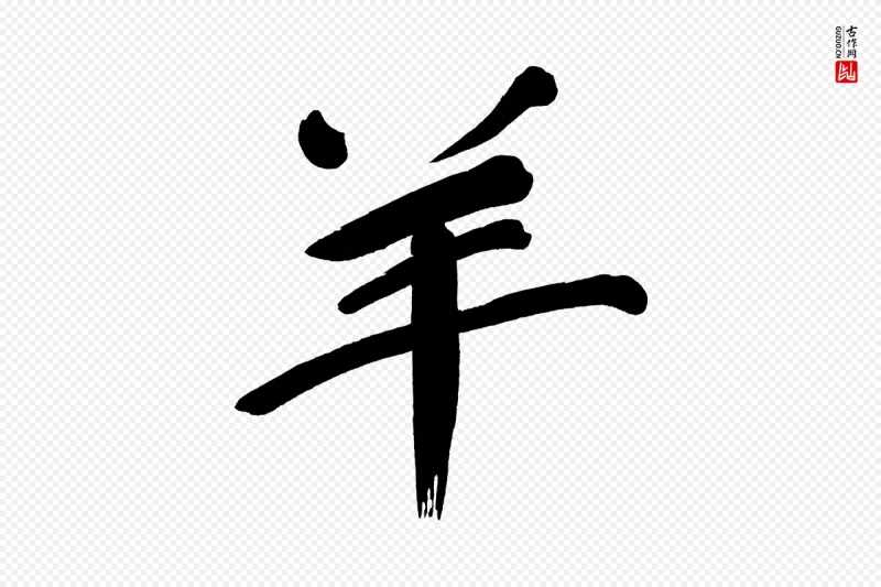 明代董其昌《传赞上》中的“羊”字书法矢量图下载