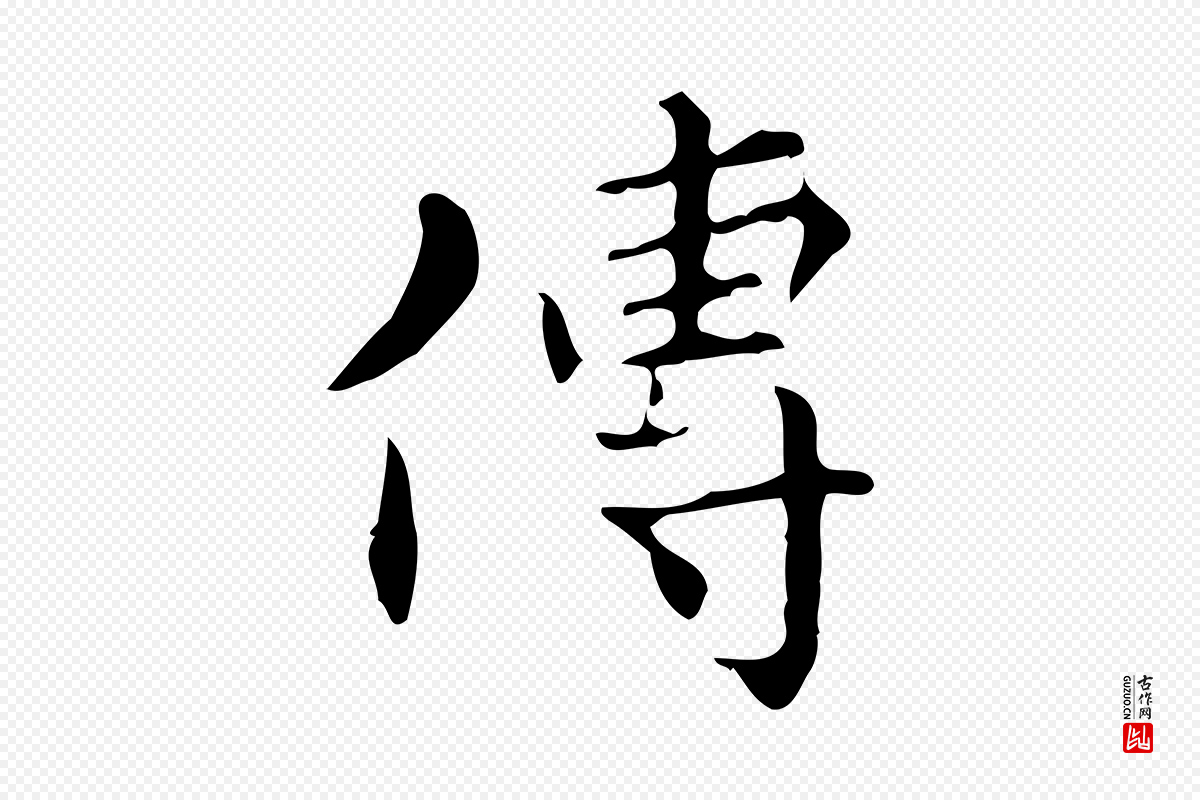 明代陆修正《跋临右军帖》中的“傳(传)”字书法矢量图下载