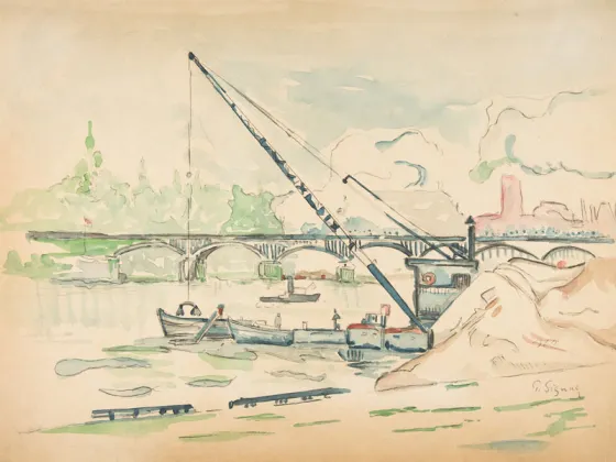 保罗·西涅克水彩画《巴黎的艺术桥》