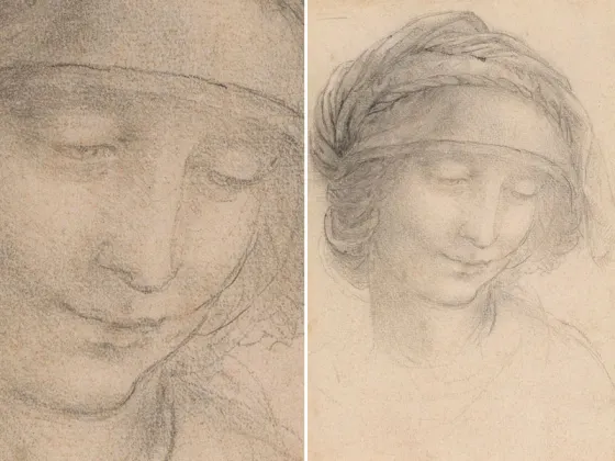 达芬奇素描头像作品《圣安妮肖像》