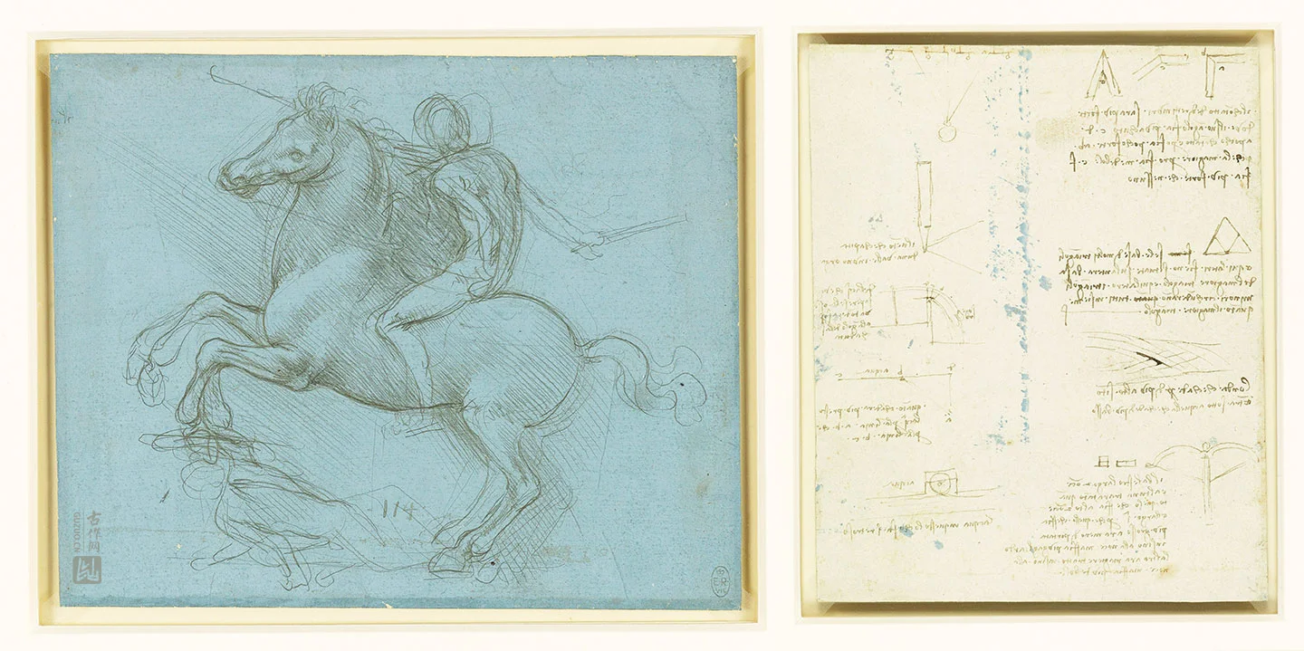 达芬奇素描《骑马的人》马术纪念碑雕塑设计稿