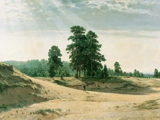 希施金风景画《沙地的树》