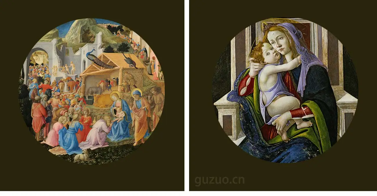 波提切利《圣母子系列》宗教题材圆形绘画_01