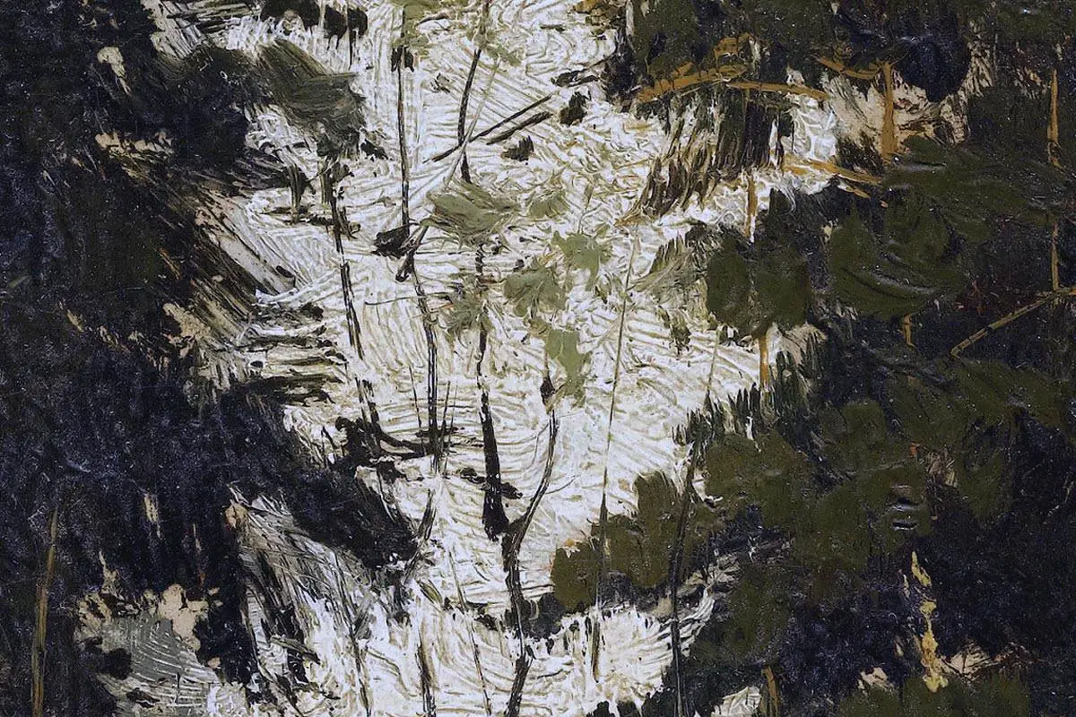 希施金油画风景森林中的小溪局部细节 (9)