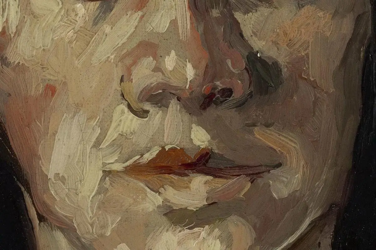 梵高油画人物头像《头发松弛的女人头像》局部细节 (2)