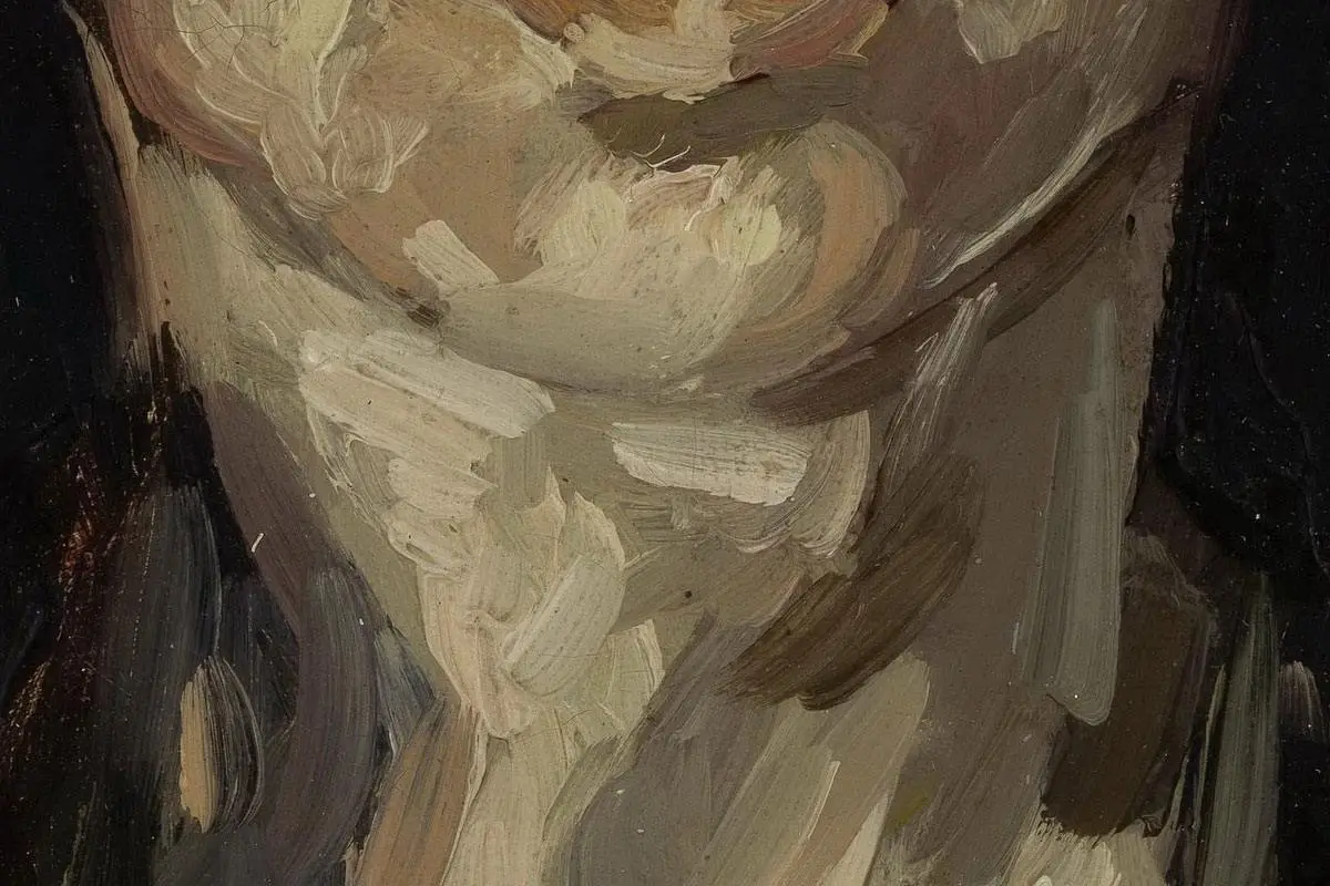 梵高油画人物头像《头发松弛的女人头像》局部细节 (3)