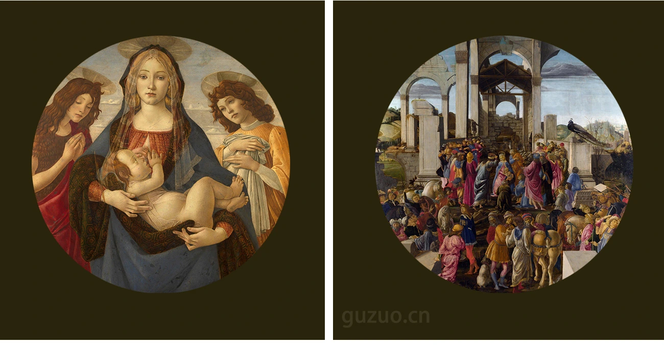 波提切利《圣母子系列》宗教题材圆形绘画_03