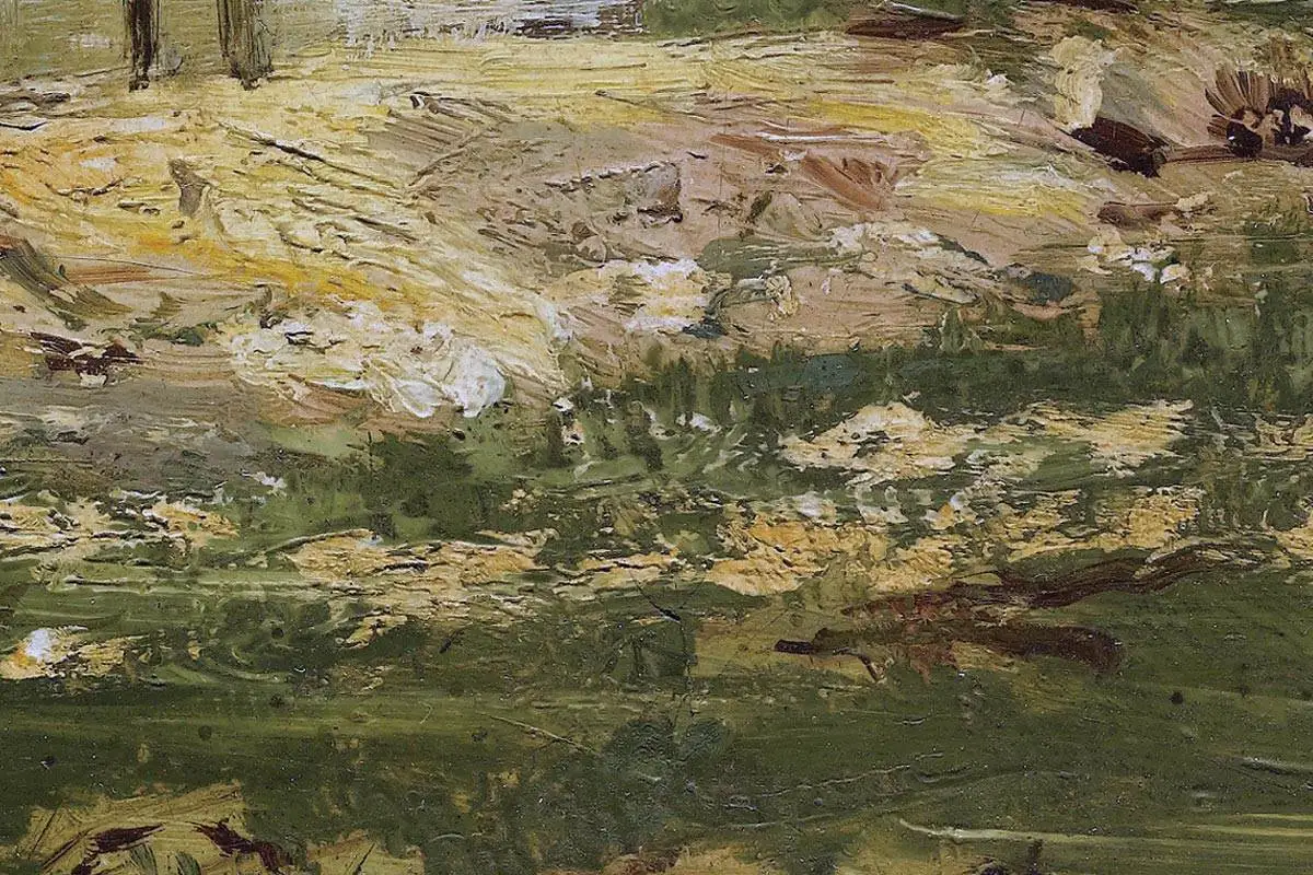 希施金油画风景森林中的小溪局部细节 (2)