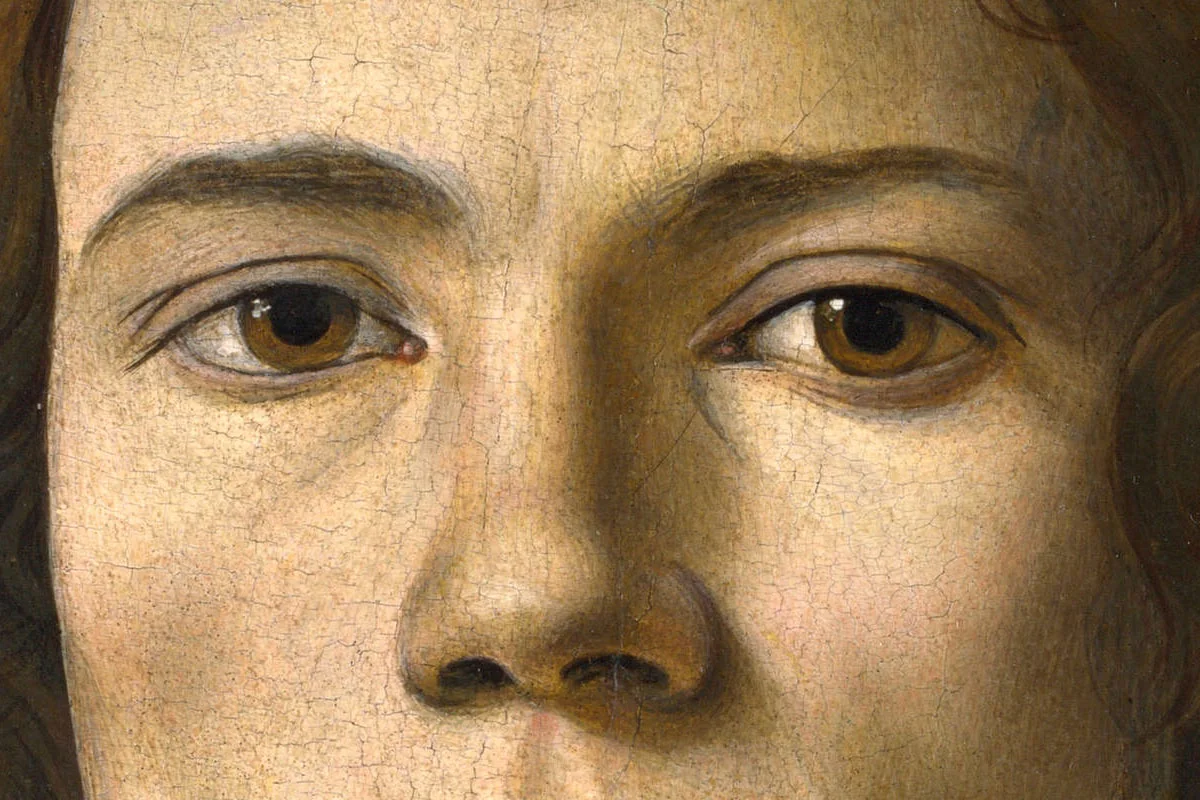 波提切利作品《年轻男子的肖像画》局部 (1)