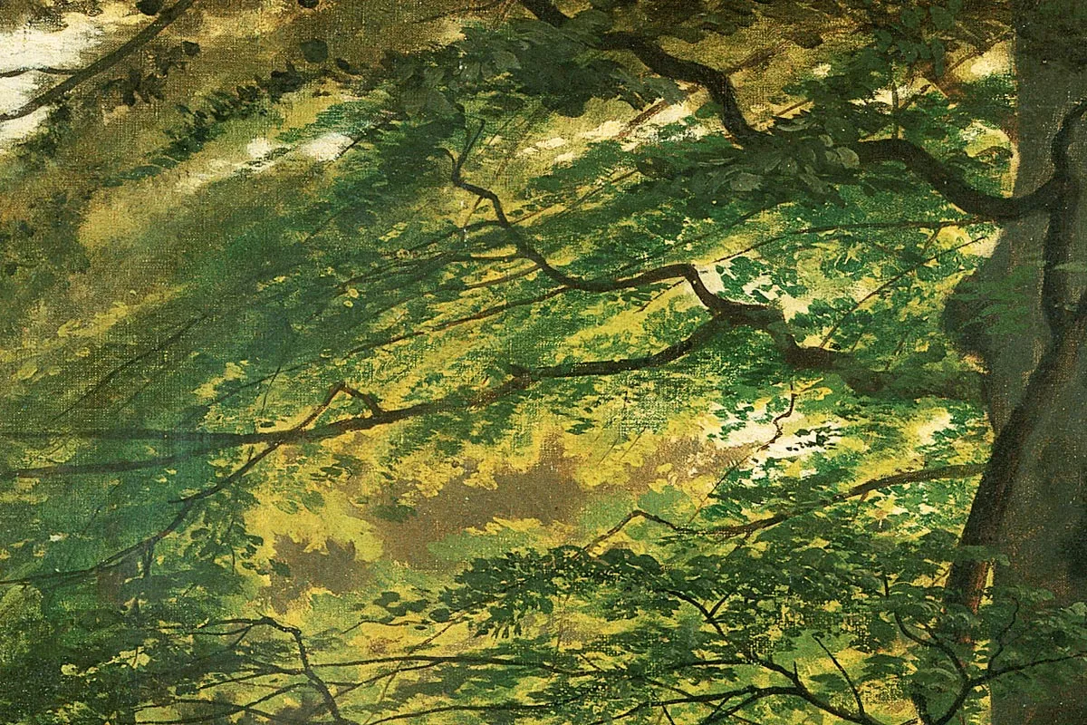希施金油画风景作品《条顿堡森林的大树》局部 (1)