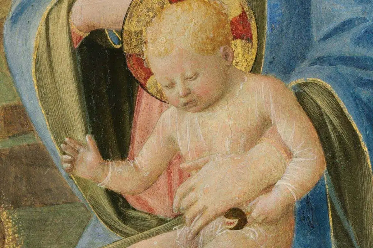 波提切利《圣母子系列》圆形绘画作品集局部细节 (1)