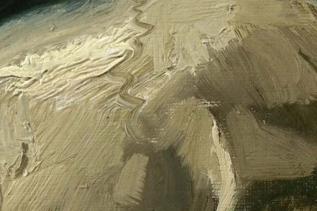 梵高早期油画《叼着香烟的骷髅》高清大图局部细节 (3)