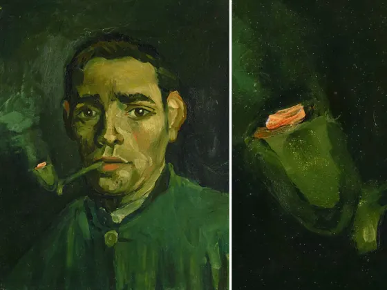 梵高油画头像习作《含着烟斗的男人头像》