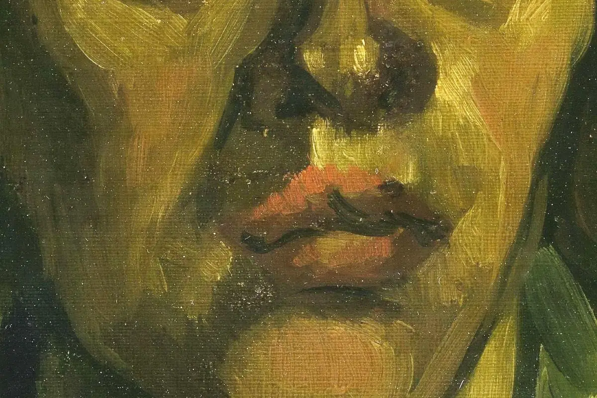 梵高油画习作《一个农妇的头像》局部 (2)