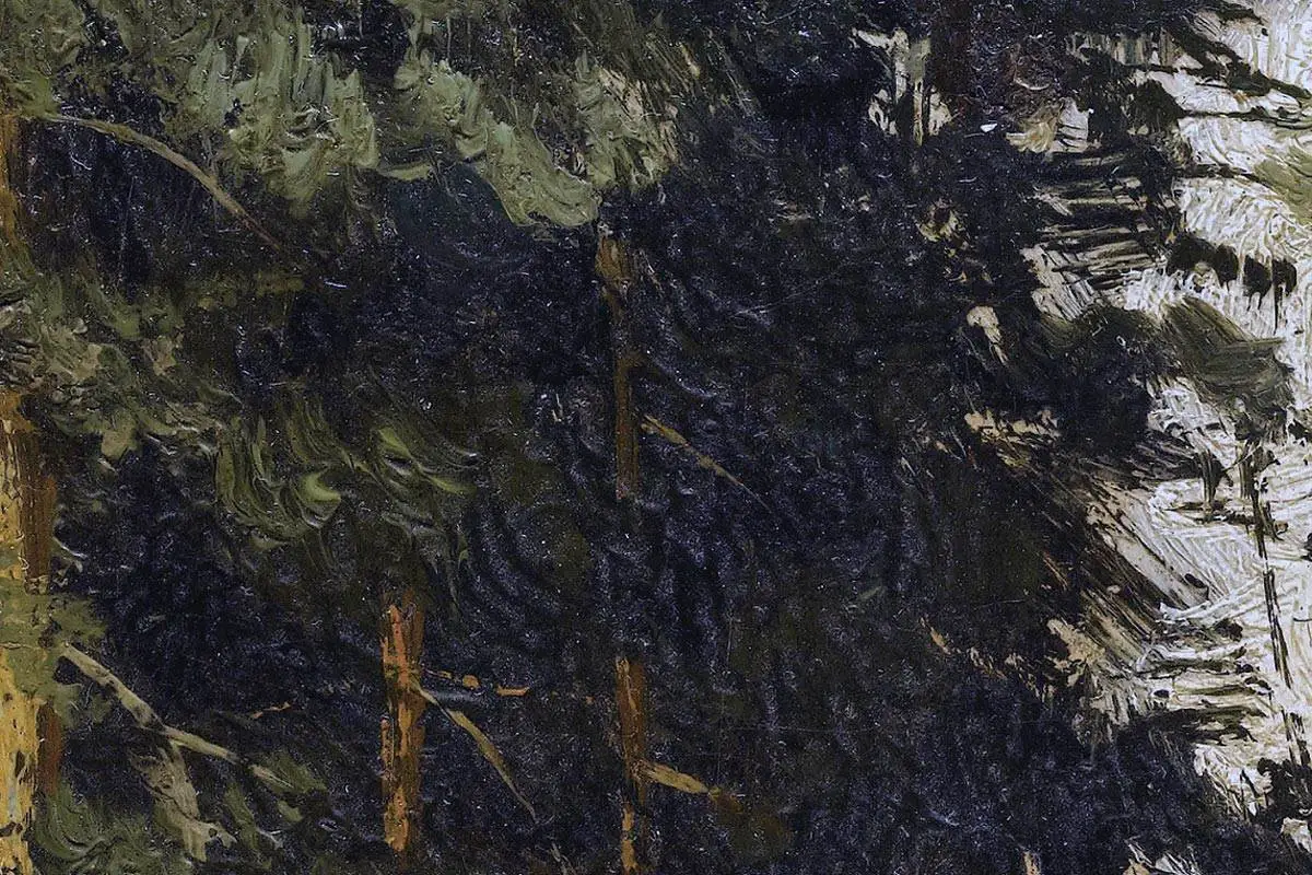 希施金油画风景森林中的小溪局部细节 (8)