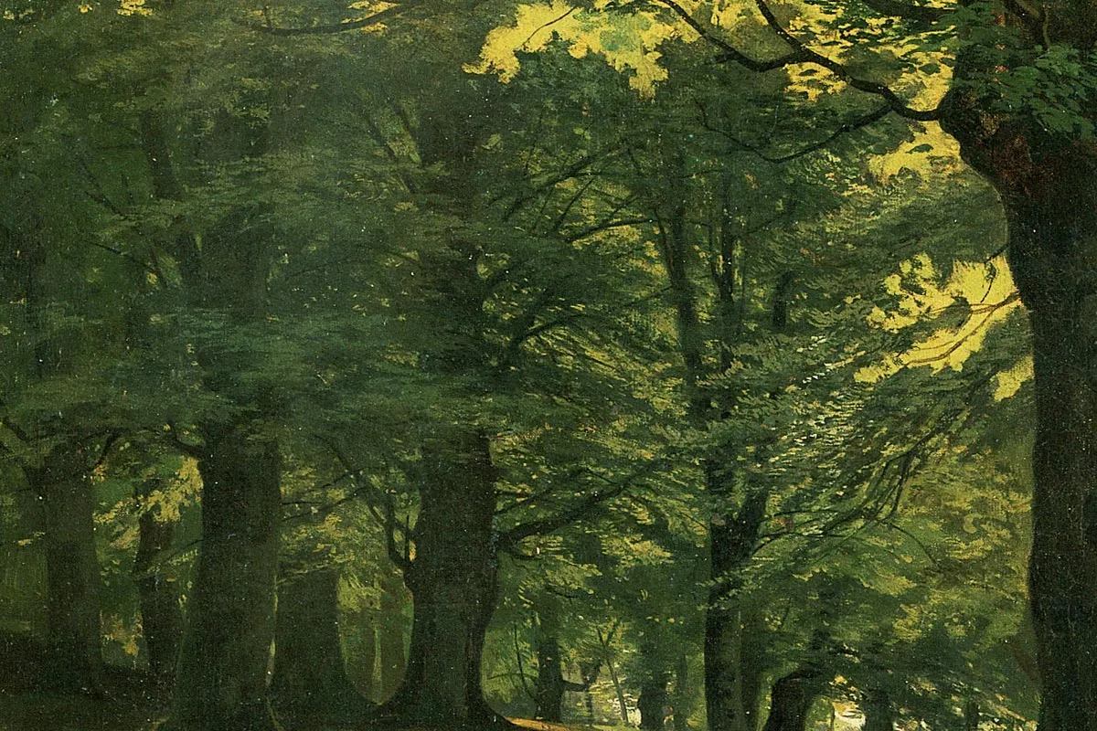 希施金油画风景作品《条顿堡森林的大树》局部 (6)