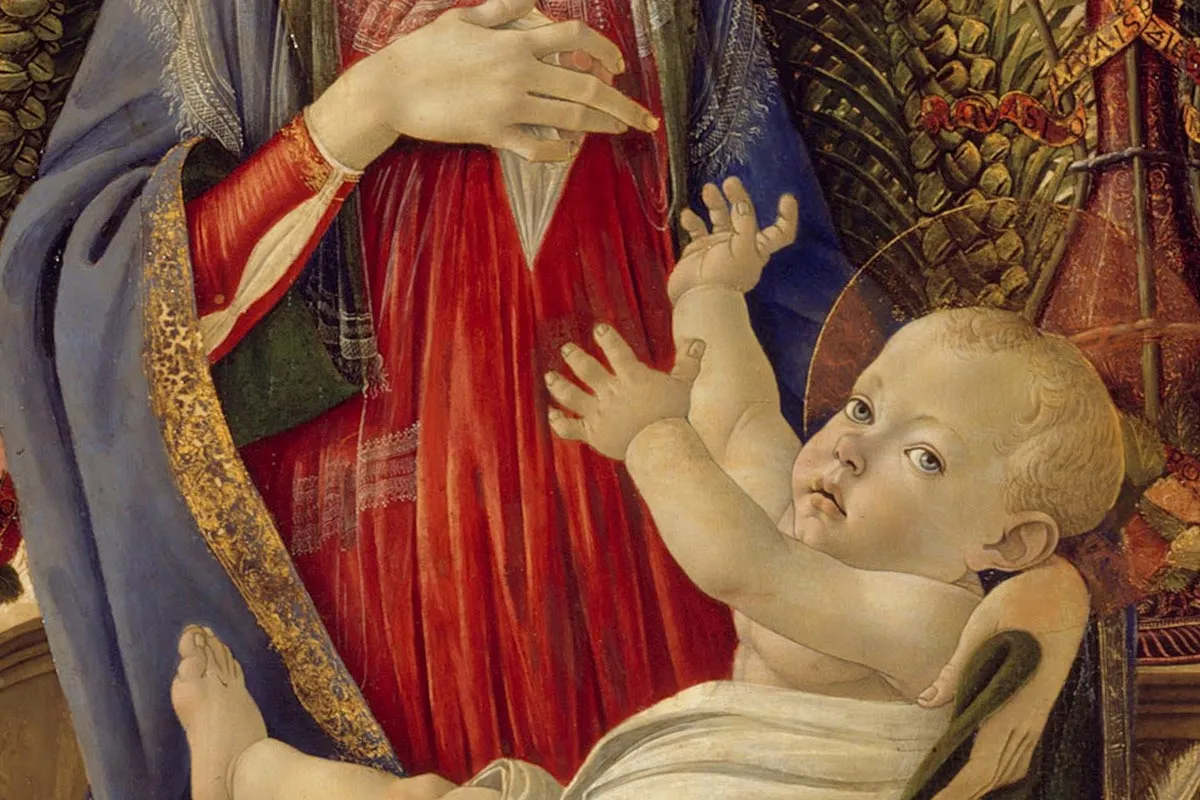 波提切利祭坛画《圣母子与圣徒》局部 (2)