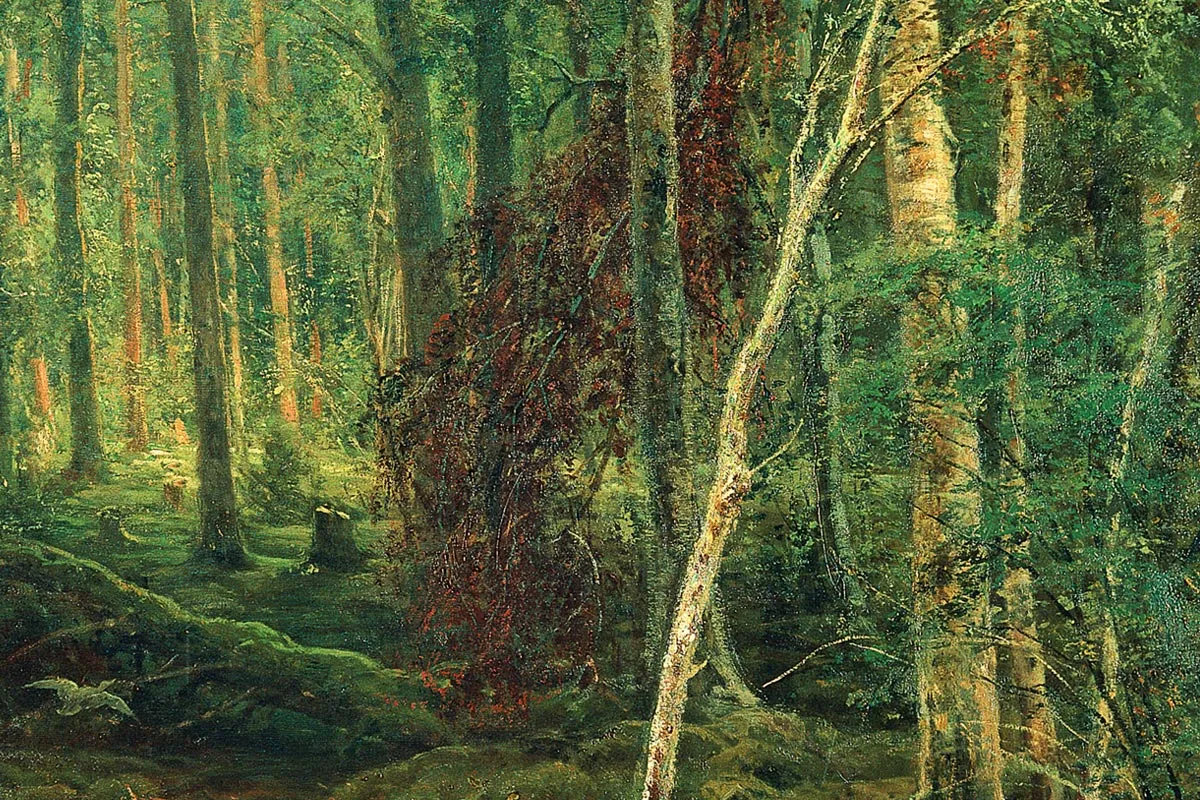 希施金油画森林风景《边远地区的森林》局部 (3)