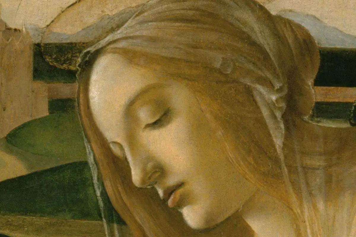 波提切利《圣母子系列》圆形绘画作品集局部细节 (5)