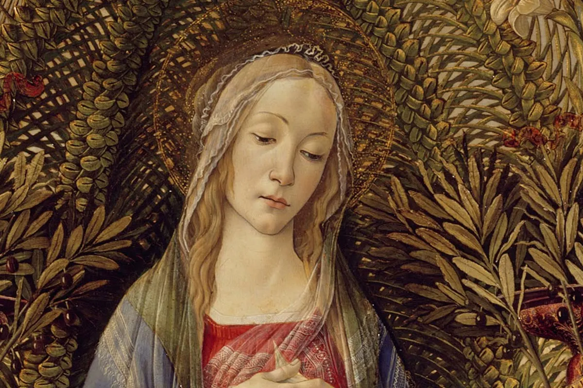 波提切利祭坛画《圣母子与圣徒》局部 (1)