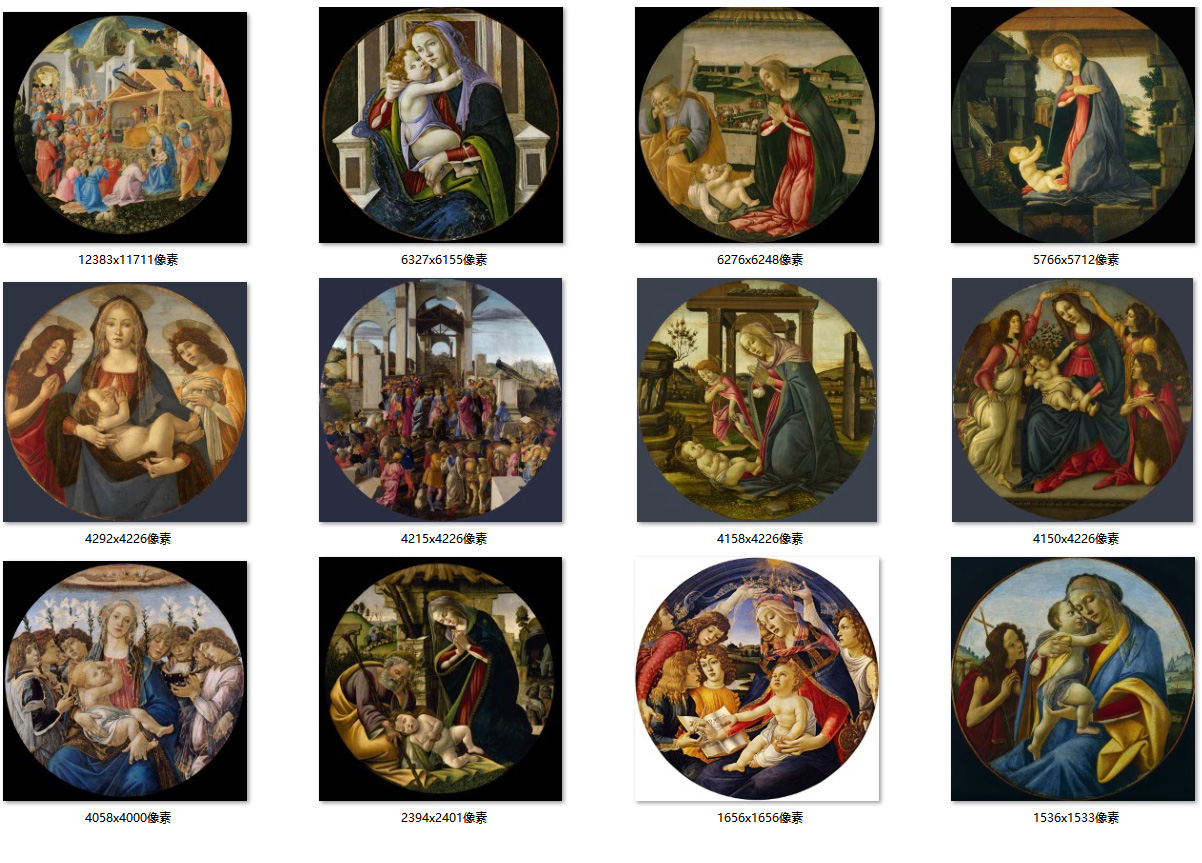 波提切利《圣母子系列》圆形绘画作品集