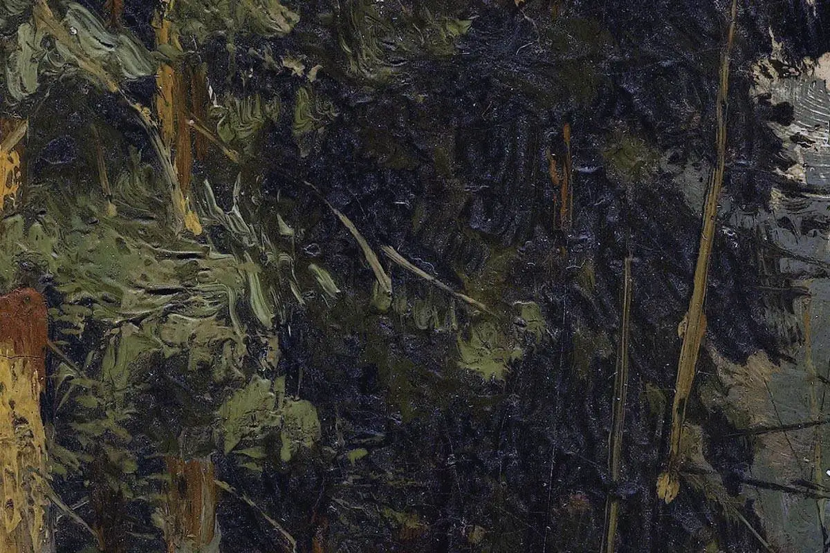 希施金油画风景森林中的小溪局部细节 (7)