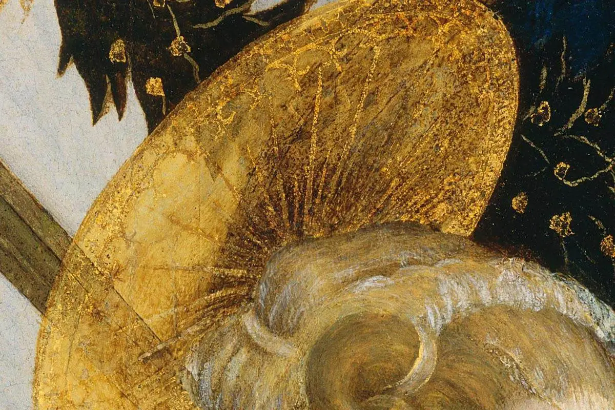 波提切利宗教画《圣母子和天使》局部 (1)