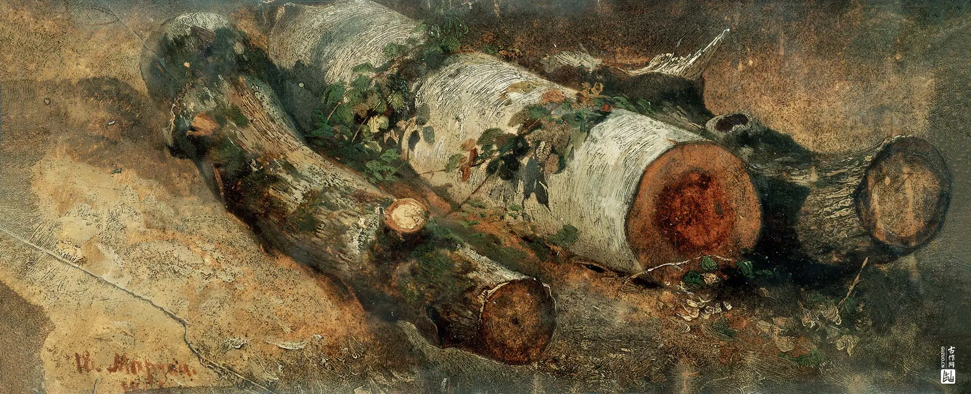 伊万·希施金作品《砍伐的桦树》高清图片