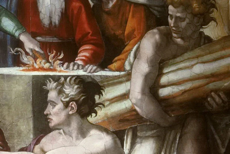 米开朗基罗西斯廷教堂壁画《诺亚的牺牲》局部 (3)