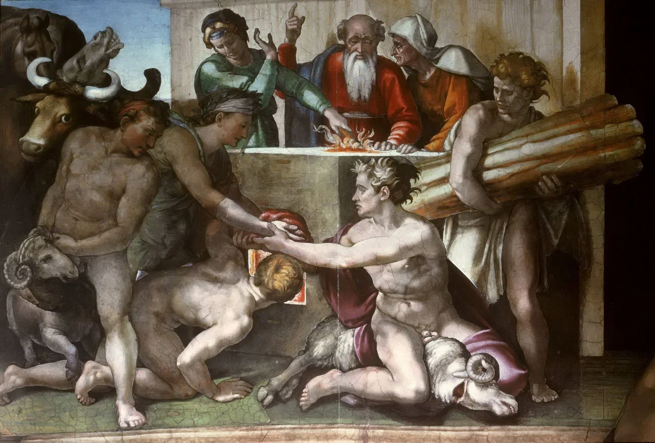 米开朗基罗西斯廷教堂壁画《诺亚的牺牲》高清图片