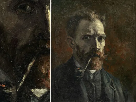梵高1886年自画像《叼着烟斗的自画像》
