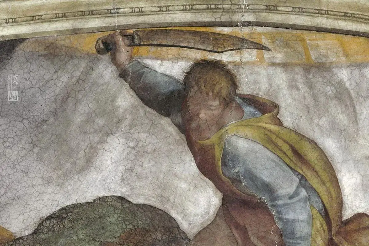 米开朗基罗壁画《大卫斩杀歌利亚》局部 (1)