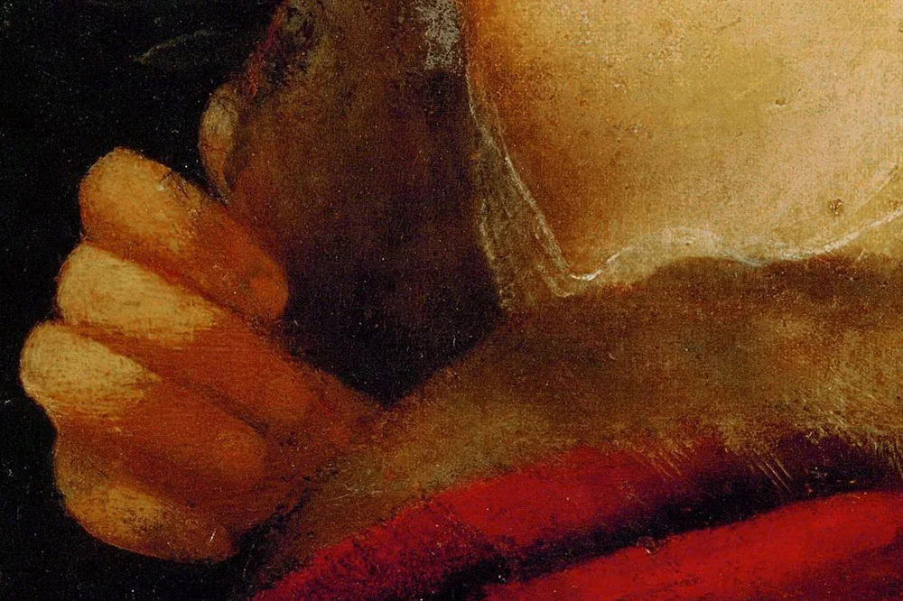 乔尔乔内油画肖像作品《一个年轻女人的肖像》局部 (4)